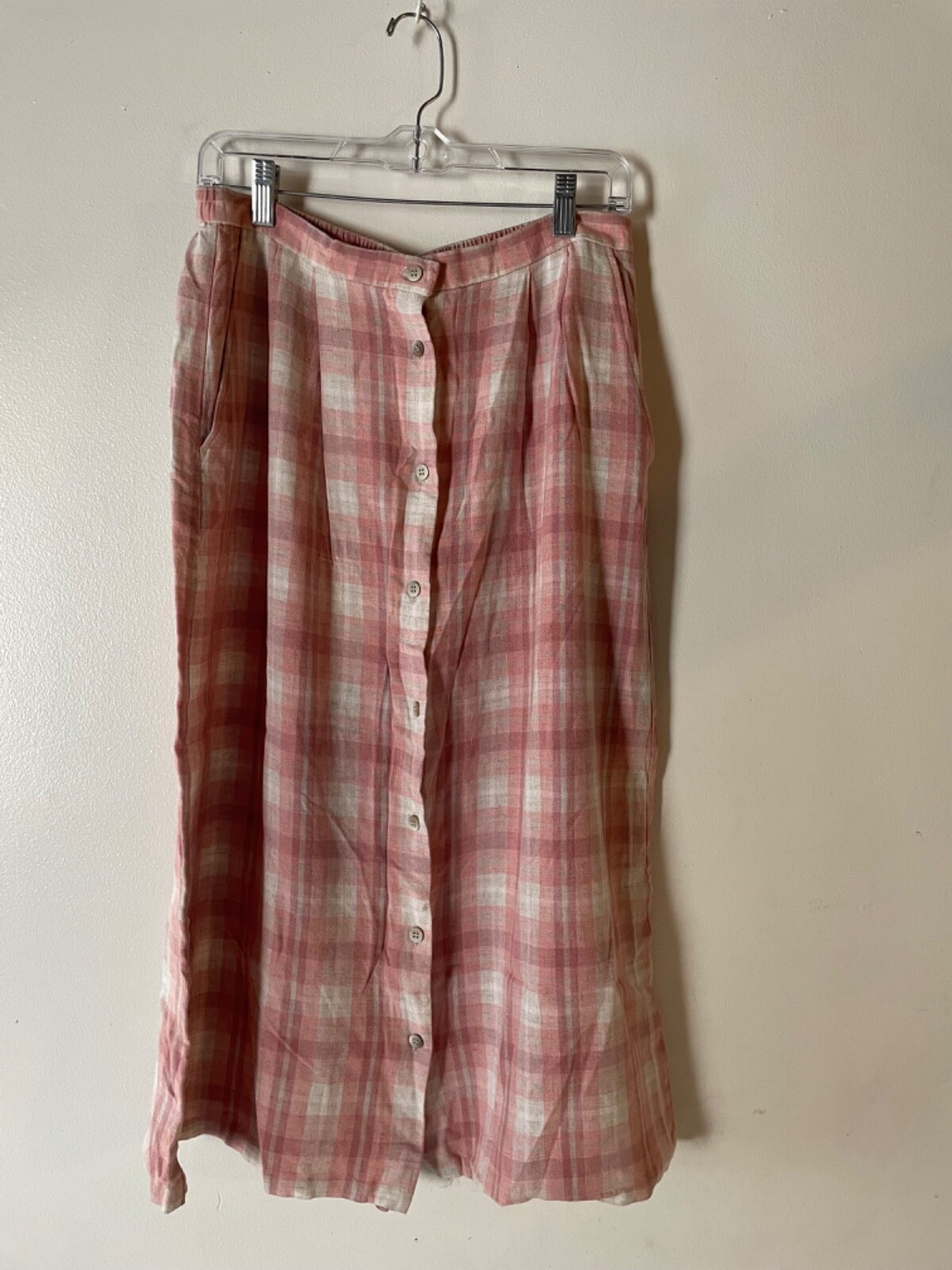 Womens Pendleton Pink Plaid Button Down Midi Flar… - image 1