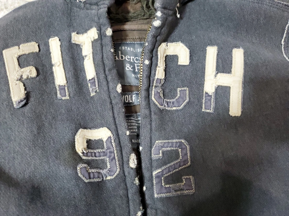 Abercrombie Fitch Wolf Jaw Jacket Sherpa Fur Distressed Men s