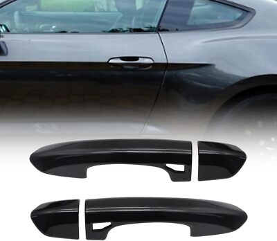 Gloss Black 2PCS Door Handle Covers Overlay ABS For 2015 2016-2022 Ford Mustang 