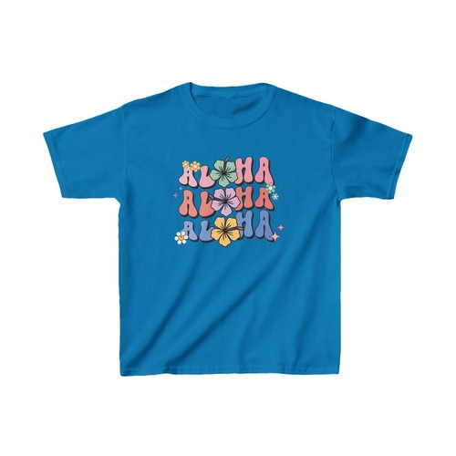 Aloha Kids Youth Tee Retro Floral Hawaiian Flowers 70s 80s Beach Trendy T-Shirt - Picture 20 of 33