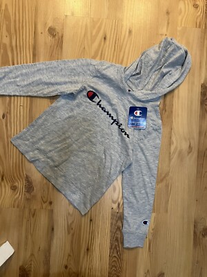 Champion Boys Sz Light Weight Long Sleeve Hoodie Skirt Logo
