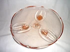 Vintage 3-Footed 10" Lancaster Jubilee Pink Depression Glass Cake Plate Dish