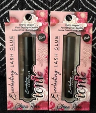 2pk IONI CHINA ROSE BLACK LASH GLUE PRECISE BRUSH WAND QUICK DRY STRONG HOLD LOT