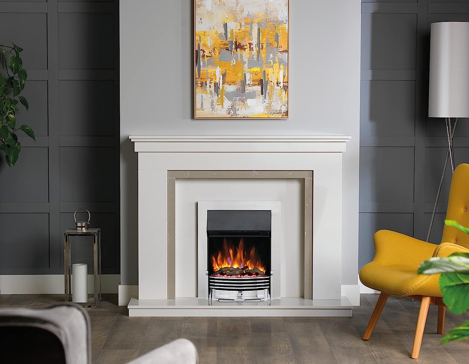 Dimplex Helmsdale Optiflame Inset Electric Fire Modern Chrome LED Flame Effect eBay