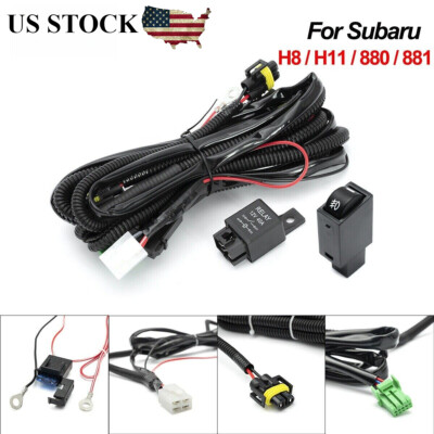 LED Fog Lights Indicator Switch Relay Wiring Harness Kits H8 H11 40A For Subaru