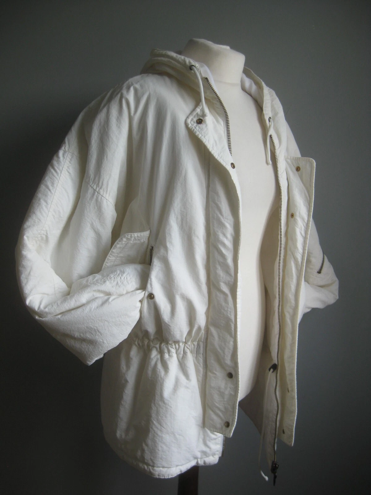Vintage RETRO SKI JACKET white 80s 90s festival 16 18 anorak parka snow BELFE