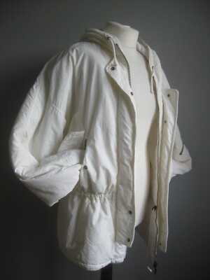 Vintage RETRO SKIJACKE weiß 80er 90er Festival 16 18 Anorak Parka Schnee GÜRTEL 