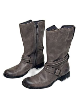 Timberland Boots Whitte more Side Zip Mid Calf Grey Leather Moto