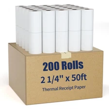 200 Rolls 2 1/4" x 50' Thermal Paper Credit Card Cash Register POS Receipt Paper