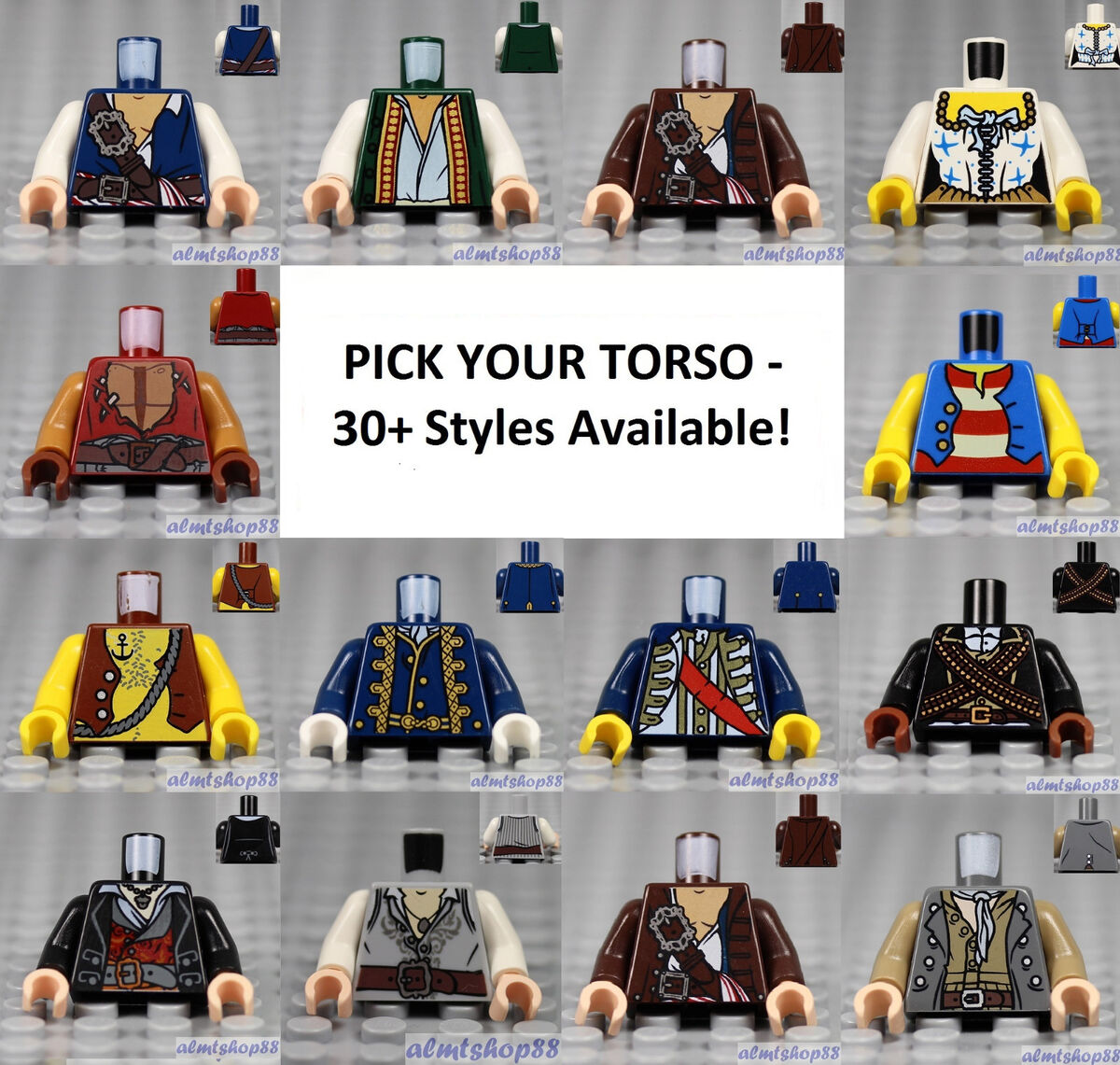 LEGO - Torsos PIRATES - PICK YOUR STYLE - Minifigure Body Parts Arms Hands POC 