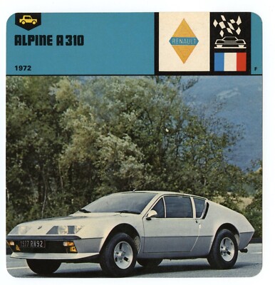 Alpine A 310 - Racing Competition Edito Service Auto Rally Card