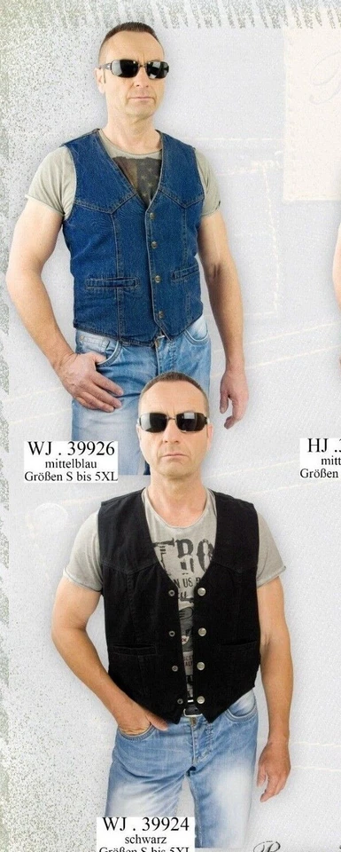 RUNNING BEAR Country Western, Biker Jeansweste ungeschnürt Kutte Weste Rockabilly XS-4XL