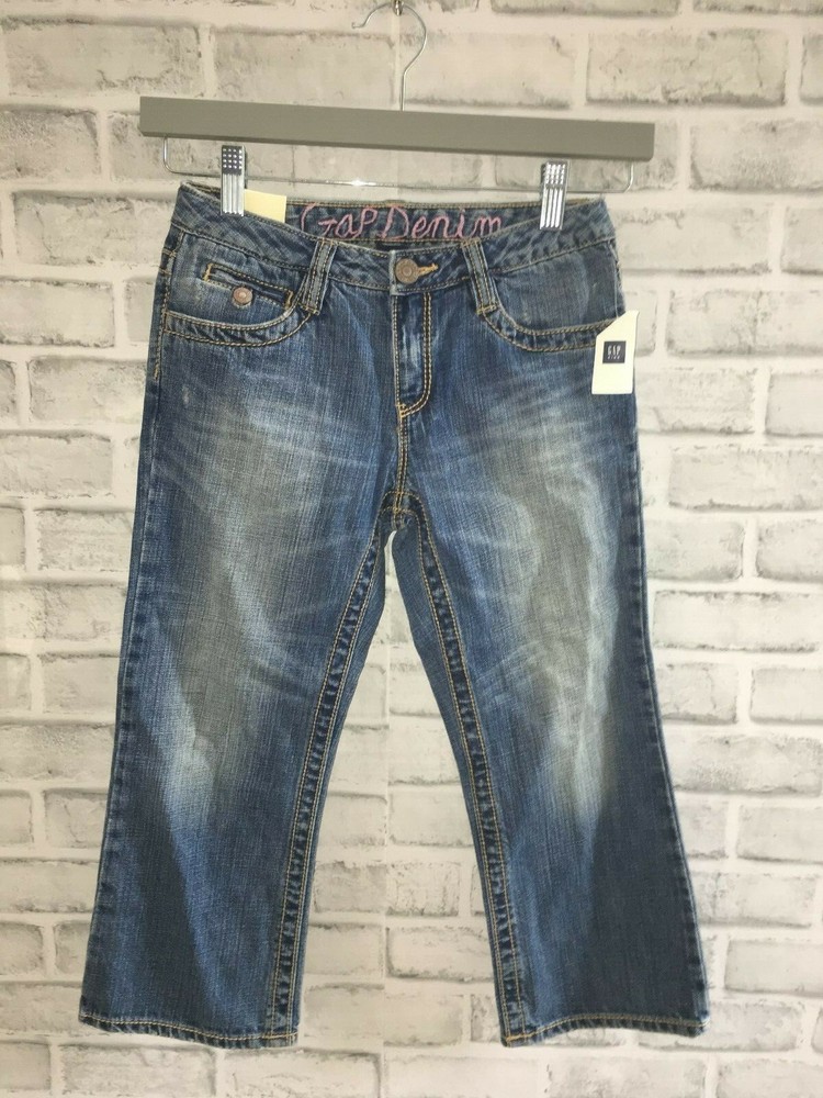 GAP KIDS FADED DENIM CAPRIS 12  REGULAR CAPRI HAMPTONS GIRLS CAPRI JEANS