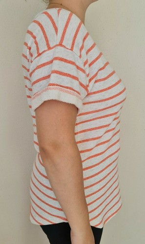 Bonds Ladies Short Sleeve Pullover Sweat Top size Small Orange Grey - Picture 2 of 4