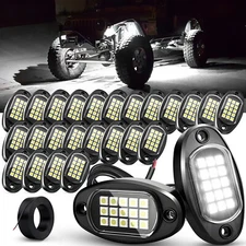 24 Pods PURE White LED Rock Lights Offroad Truck Underbody Wheel Well Lights Kit