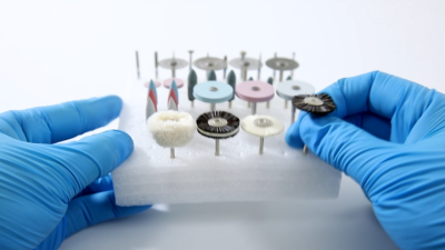 AZDENT Dental Diamond Burs Set – Stone Wheels, Silicone Polishers, HP Shank – Polishing Brush Kit