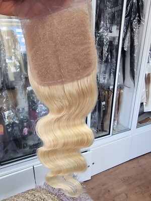 16 ZOLL 4X4 RUSSISCHE SEIDE BASIS TOPPER REIN BLOND 613# MENSCHLICHES HAAR KÖRPERWELLE 150 %