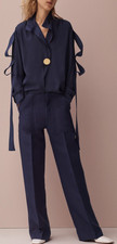 Celine Phoebe Philo 2015 Lookbook Strap Silk Blouse Skirt Navy