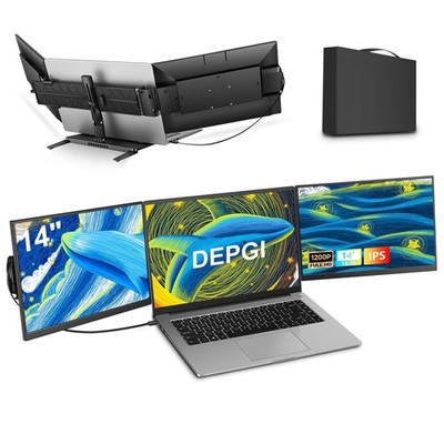 14'' Laptop Screen Extender Built-in Cooler, 1200P FHD One Cable Connect Porta...