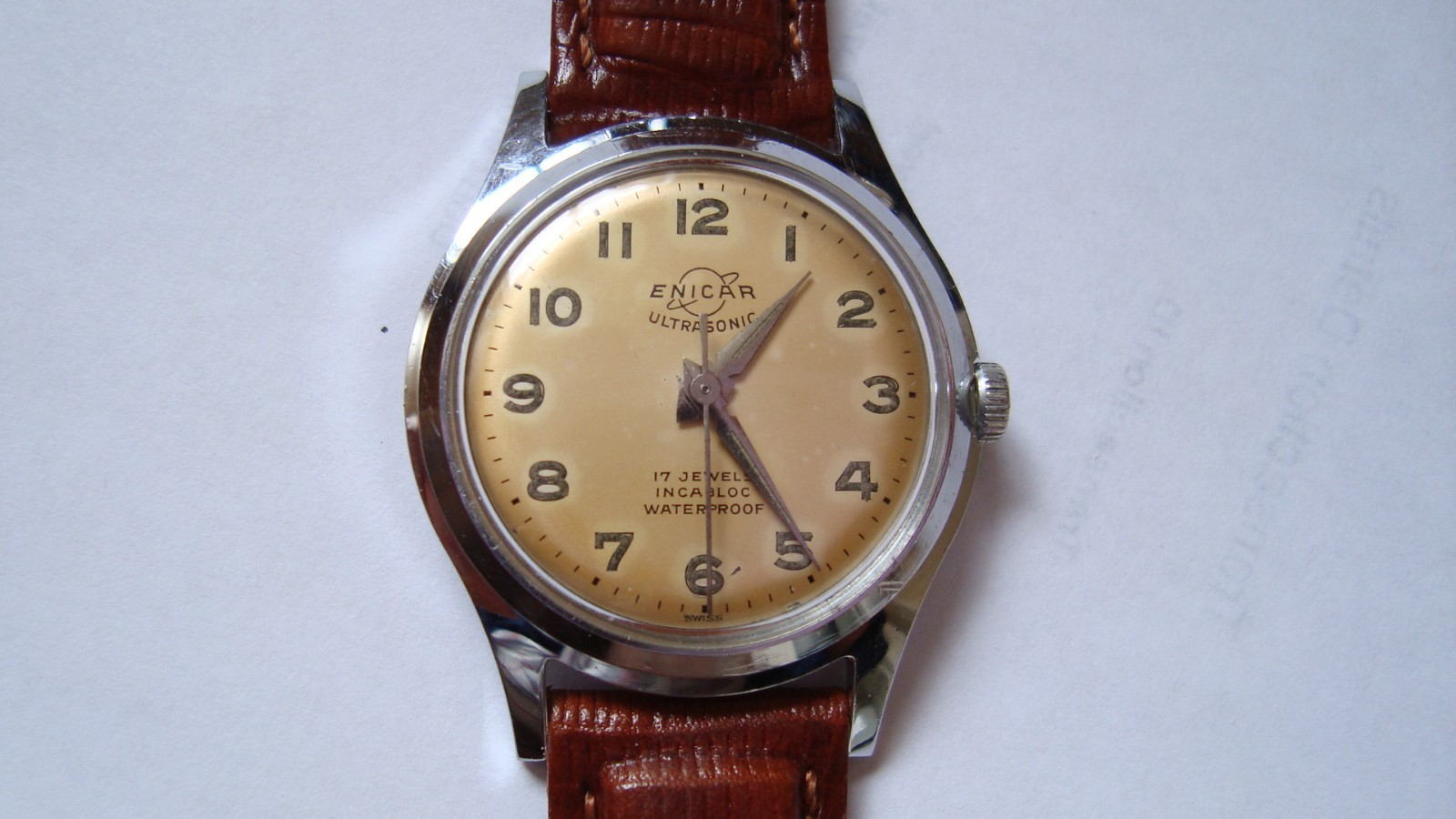 VINTAGE WIND UP ENICAR ULTRASONIC 17 JEWELS ,RUN G… - Gem