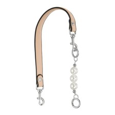 20 Inch PU Leather Purse Strap with Silver White Buckles and Pearl, Apricot