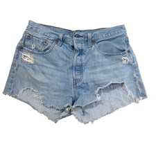 Levi's Blue Vintage-Inspired Jean Shorts Distressed