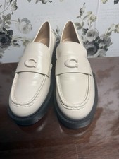 Coach Cream Leah Platform Lug - Off White Leather Loafer Women  s Size 8B