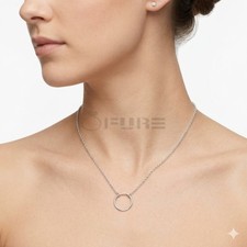 925 Sterling Silver Round Hoop Necklace Simple Everyday Chain Gift