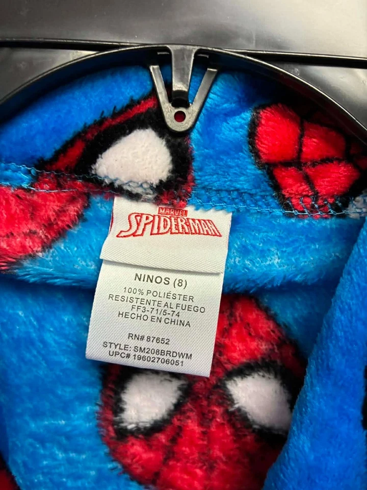 Marvel Ultimate Spiderman Niño Azul Rojo Poliéster Manga Larga Bata 8 Nuevo Con Etiquetas Foto 2 de 4