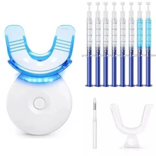 1LED Light Teeth Whitening Kit: 6 Whitening Gels + 2 Desensitizing Gel Trays