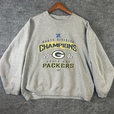 Vintage Green Bay Packers Sweatshirt Mens 2XL Gray NFL Football Reebok NFC 2002