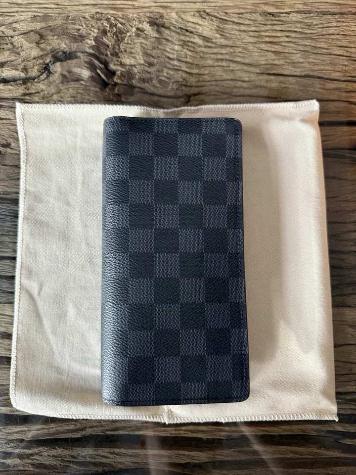 LOUIS VUITTON Damier Graphite Portefeuille Brazza Geldbörse N62665, Schwarz PVC - Image 2 of 4