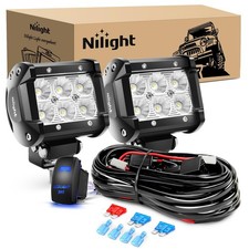 Nilight 4 Inch LED Light Pods 2PCS 18W Flood Fog Light Bar with 12V 5Pin Rock...