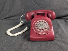 Vtg DARK RED Rotary Dial Telephone - Bell System 500 C/D - Desk Phone - Untested