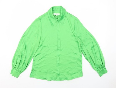 Marks and Spencer Damen Grün Polyester Basic Knopfleiste Größe 6 Kragen