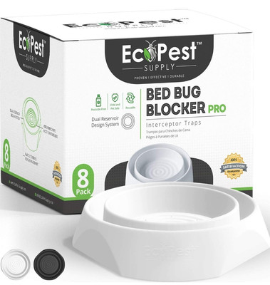Bed Bug Interceptors   8 Pack | Bed Bug Blocker (Pro) Interceptor Traps (White)
