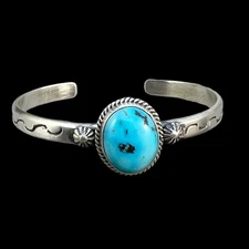 Blue Kingman Turquoise BOHO narrow Cuff bracelet Sterling Silver Samuel Yellowh