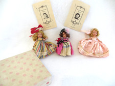 3 - Vintage NANCY ANN Storybook Dolls w/Booklets, 6" Wee Dolls w/ Hinged Arms