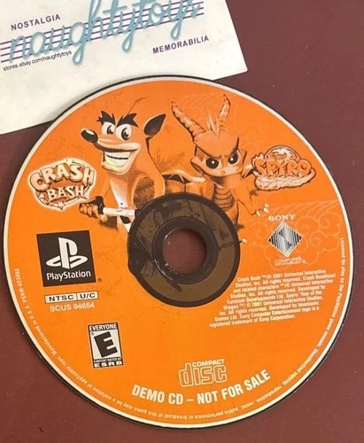 Crash Bash / Spyro Year of the Dragon Playstation 1 PS1 Promo Demo Disc TESTED