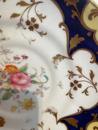 Antique Cobalt blue floral flowers Teacup and saucer Duo pattern 5176 handpaint - Picture 3 of 8