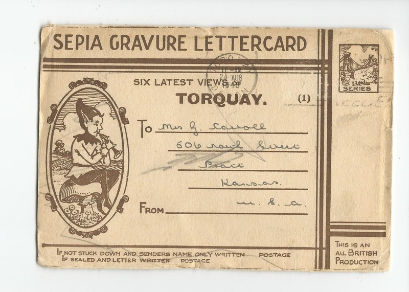 Postcard Folder: Torquay, England, UK; Sepia Gravure Lettercard - 6 views