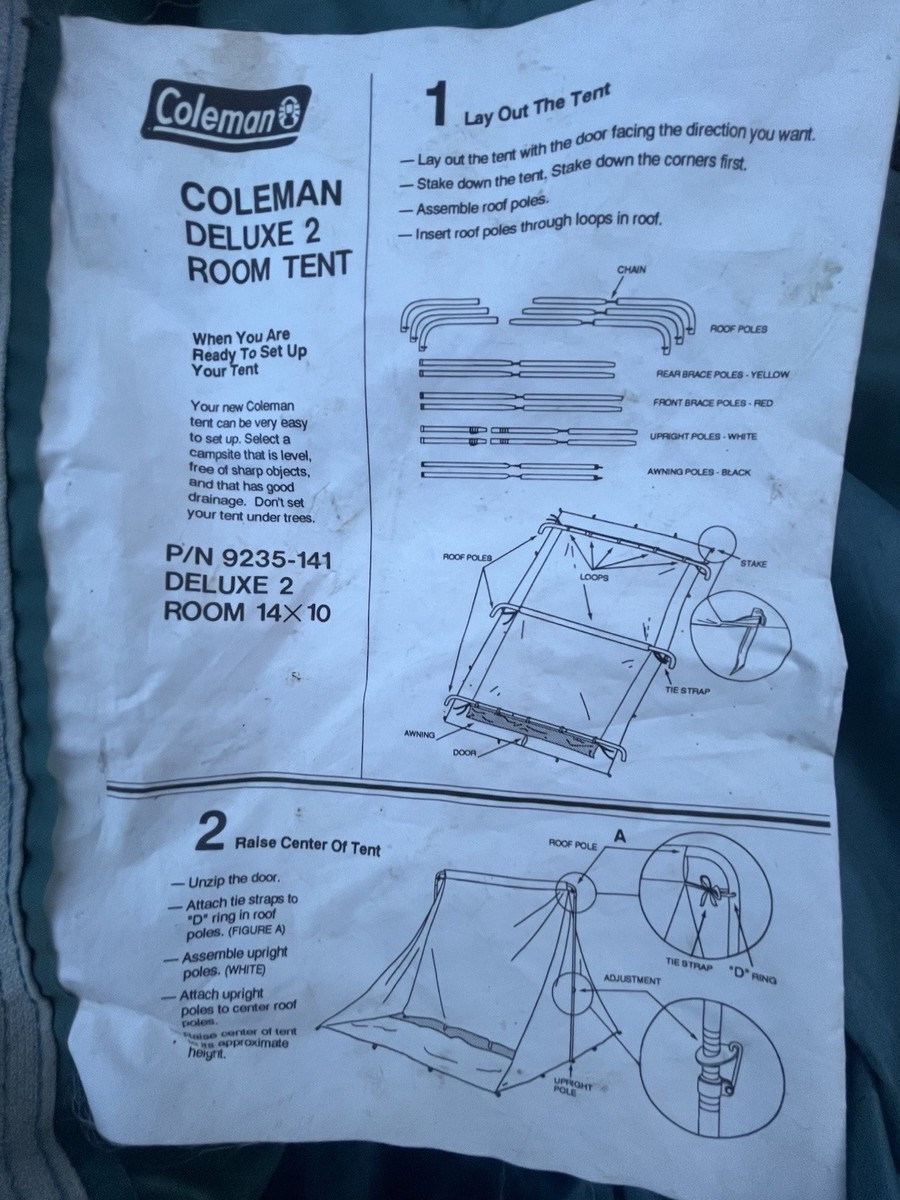 Vintage Coleman Deluxe 2-Room Tent 10ft x 14ft P/N 9235-141 | eBay