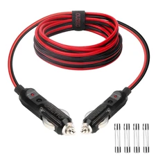 Heavy-Duty 15A 4.9Ft / 1.5M 16 AWG Male to Male Cigarette Lighter Plug Charger C