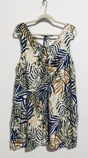 Tahari Dress Womens XL Palm Print Sleeveless Linen Tie Back Shift Beachy Boho