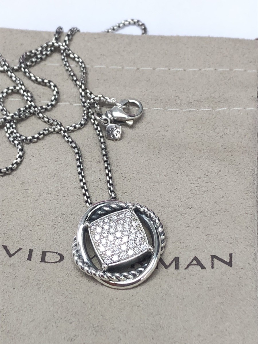 David Yurman Sterling Silver Infinity Pave Diamond 14mm Pendant