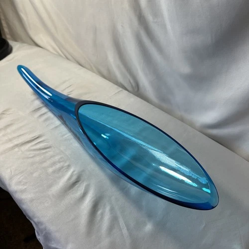 BLENKO Art Glass BLUE Cornucopia Horn Vase Winslow Anderson 17" Bluenique RARE