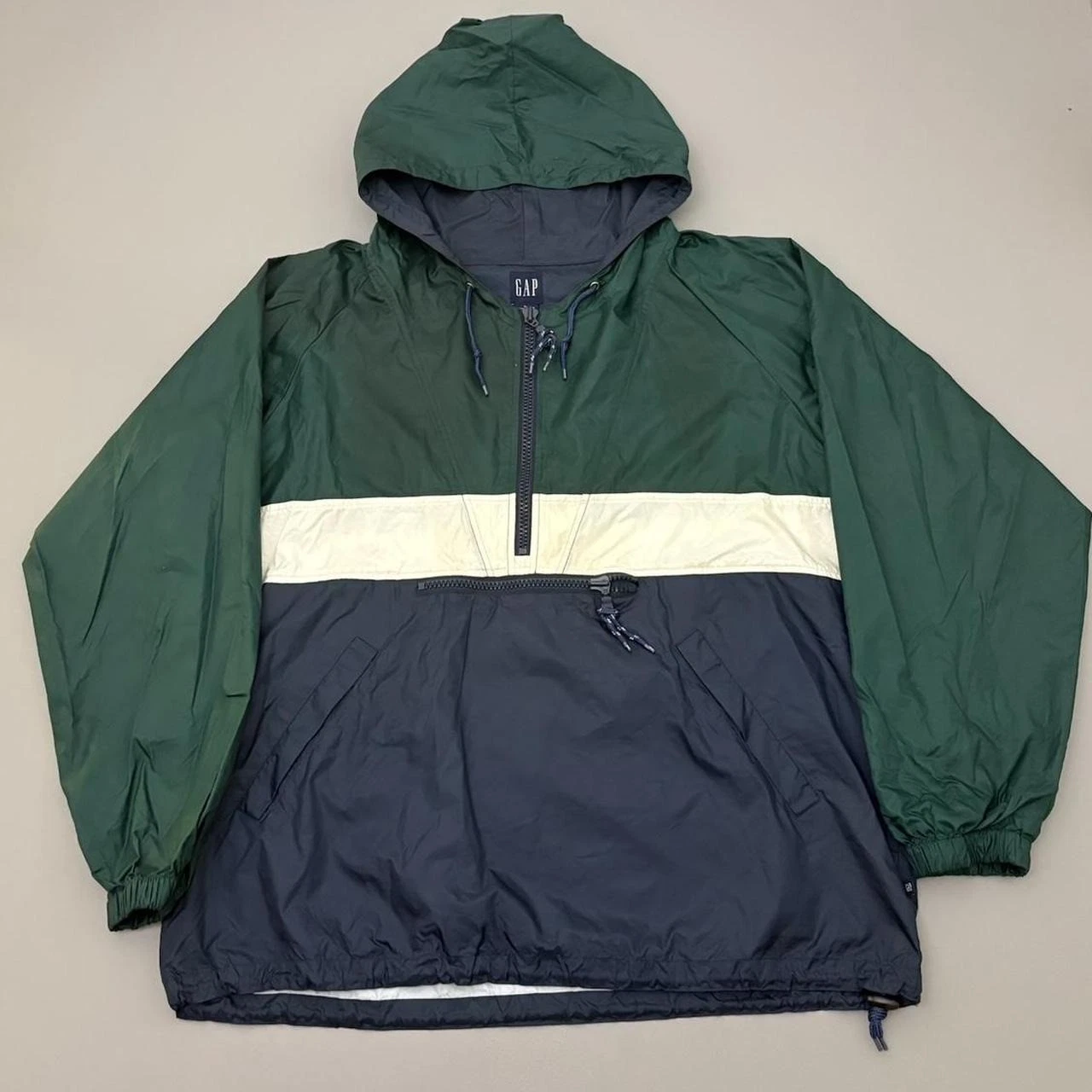 Vintage 90s Gap Anorak Windbreaker Jacket Nylon Half Zip Kangaroo Pocket Large