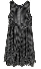 Jessica London Dress Plus 24W Black White Polka Dot No Sleeve Full