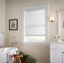 White Cordless 2 in. Faux Wood Blind - 27 in. W x 54 in. L Actual Size 26.5 in