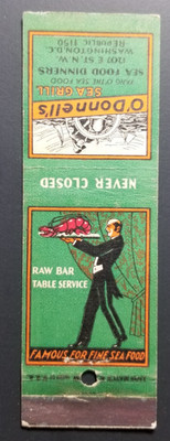 Vintage O'Donnell's Seafood Grill Washington DC Matchbook Cover
